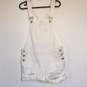 White overall shorts